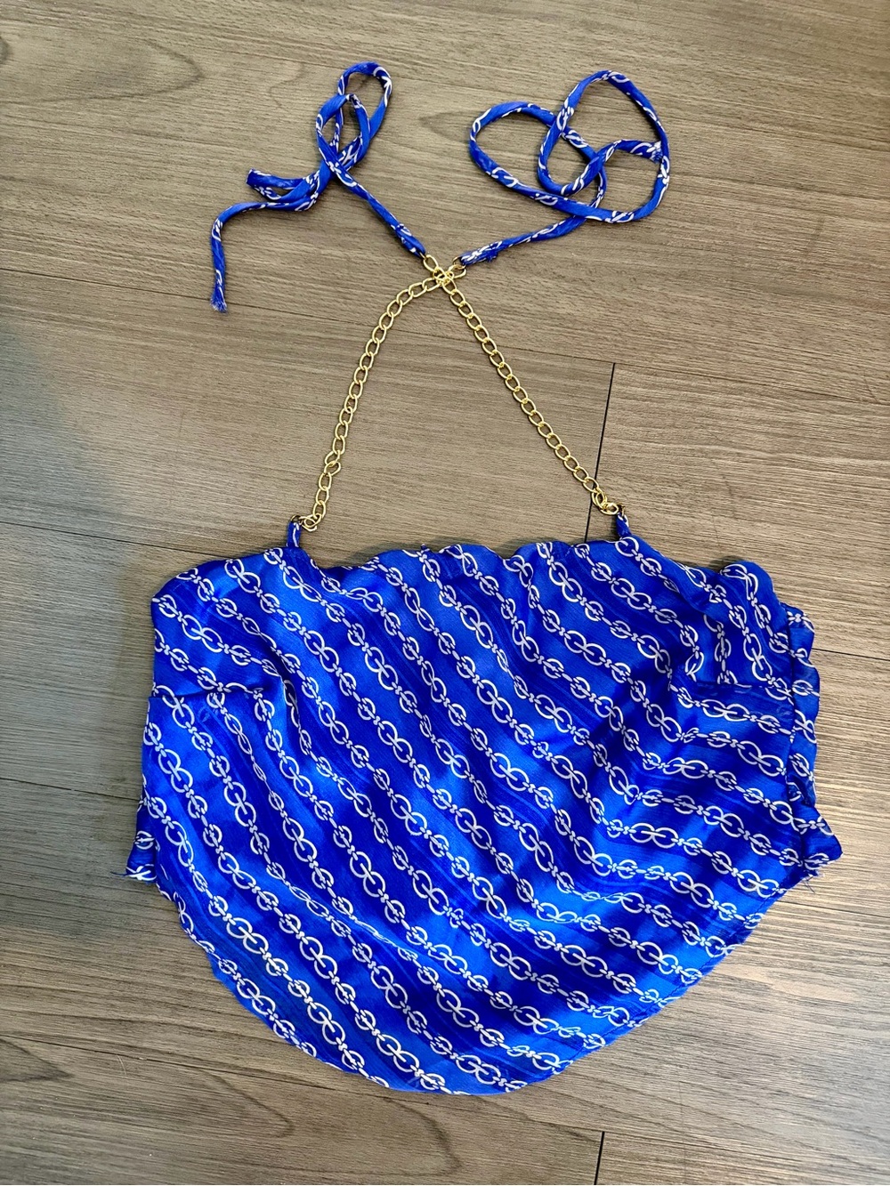 MISTY ROSE Halter Top w/ Gold Chain Strap